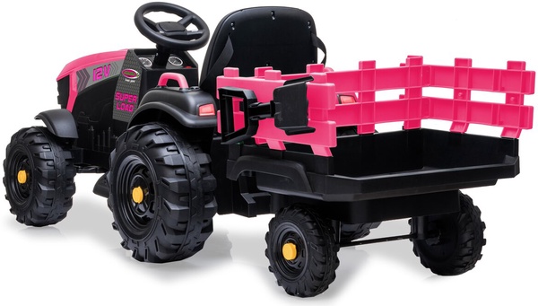 Tractor electrico infatil Ride-on Tractor Super Load con remolque rosa12V